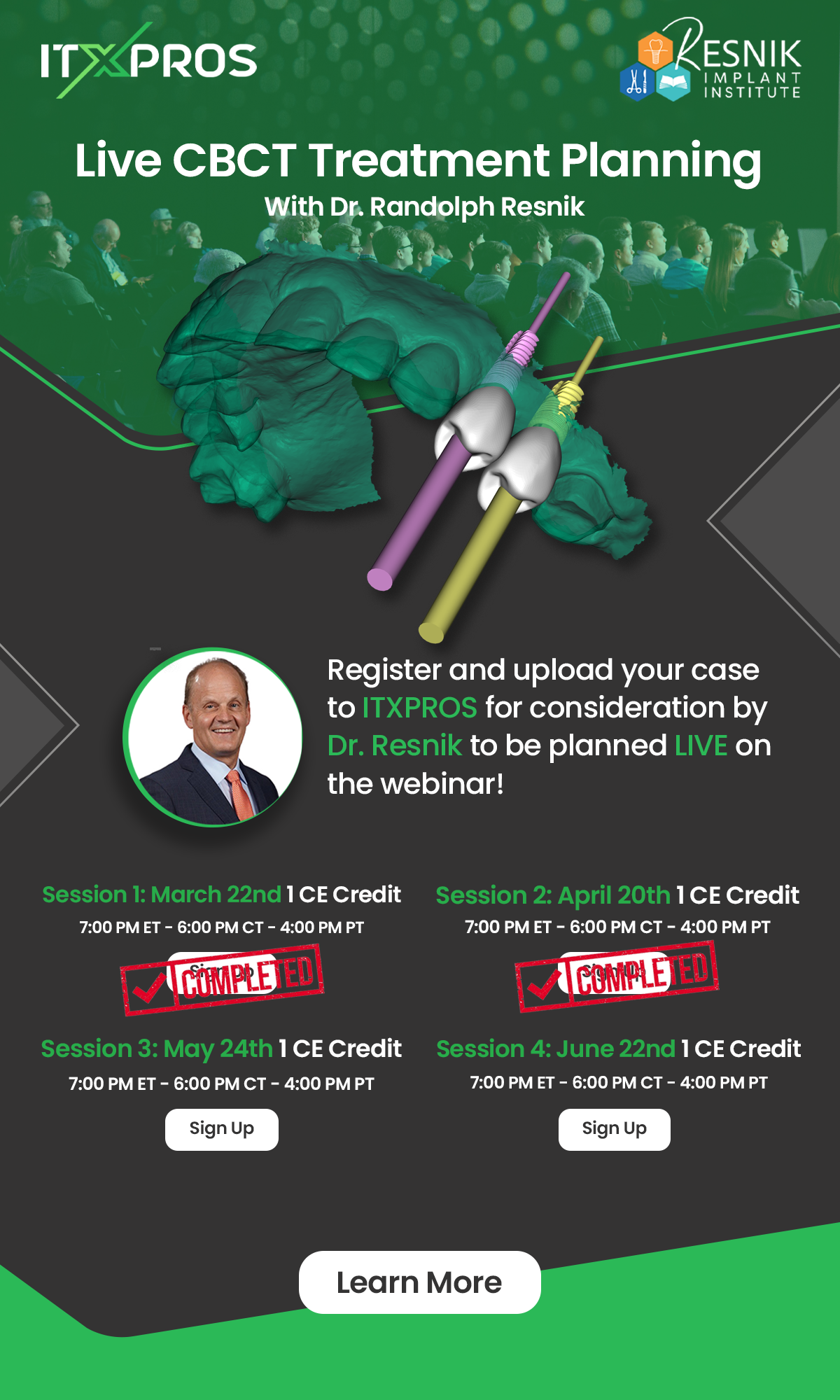 Implant Planning 4-part course. Earn 4 CE credits free.